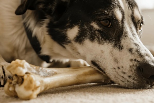 狗狗吃骨头拉不出来如何处理，可以先给它停止喂食